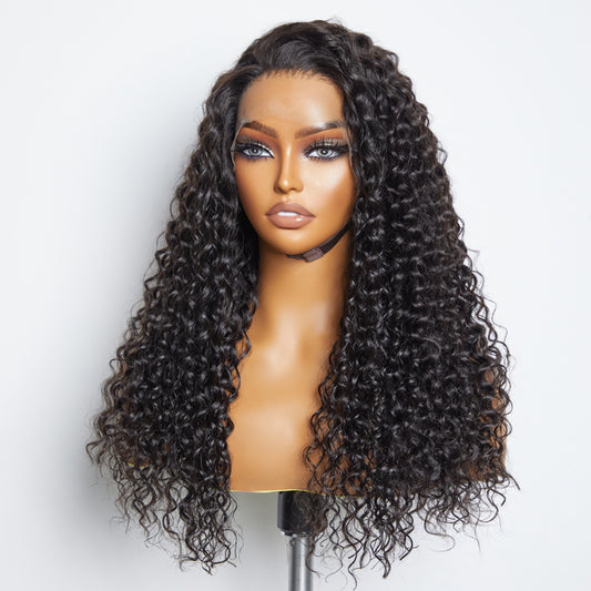 TedHair 30inch 13x6 PartingMax Glueless Lace Wig 3D Cap Pre-bleached Water Wave Transparent Lace Front Wig 180% Density