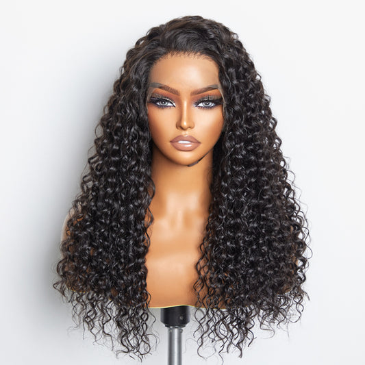 TedHair 30inch 13x6 PartingMax Glueless Lace Wig 3D Cap Pre-bleached Water Wave Transparent Lace Front Wig 180% Density