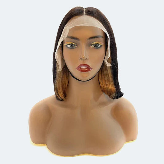 Tedhair 10 inches T-Part Honey Blonde Peekaboo Color BOB Wig 200% Density-100% Human Hair