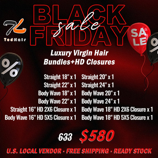 2025 Black Friday Package Deal |12pcs Luxury Virgin Hair Bundles + HD Closures $580
