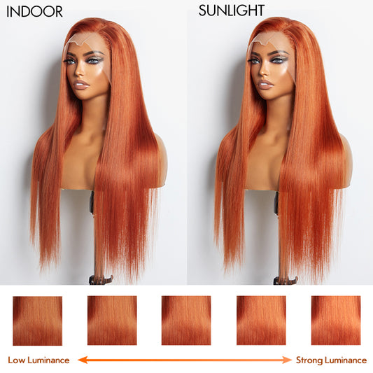 TedHair 150% Density 13x4 Pre-Plucked Free Part Lace Frontal Wig Straight Ginger
