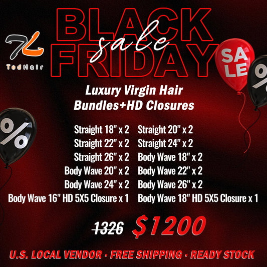 2025 Black Friday Package Deal |22pcs Luxury Virgin Hair Bundles + HD Closures $1200