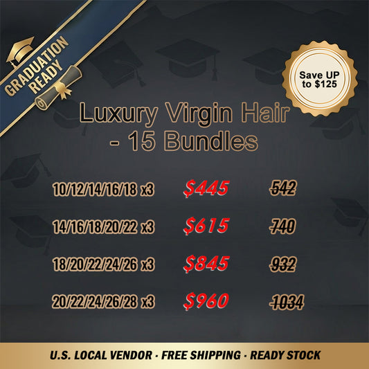 2026 Graduation Season Package Deal | 15pcs Luxury Virgin Hair Bundle Deal $445-$960 #1B Natural Black