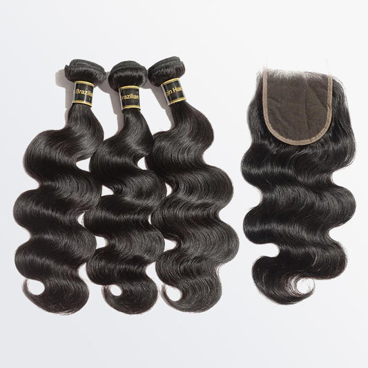 TedHair 10''/12''/14'' 3 Bundles Body Wave Virgin Hair 300g With 12'' 4*4 Body Wave Free Part Closure