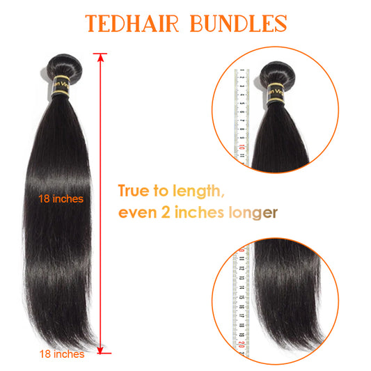 TedHair 12A Premium Raw Indian Hair Bundles Straight 14-30''