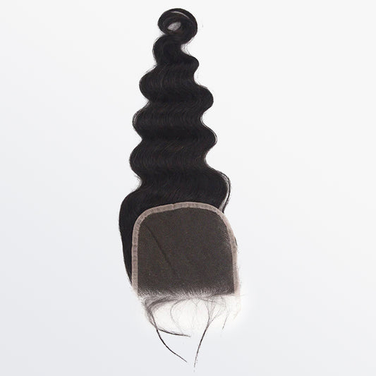 TedHair 14-20 Inch 4" x 4" Ocean Wavy Free Parted Lace Closure #1B Natural Black