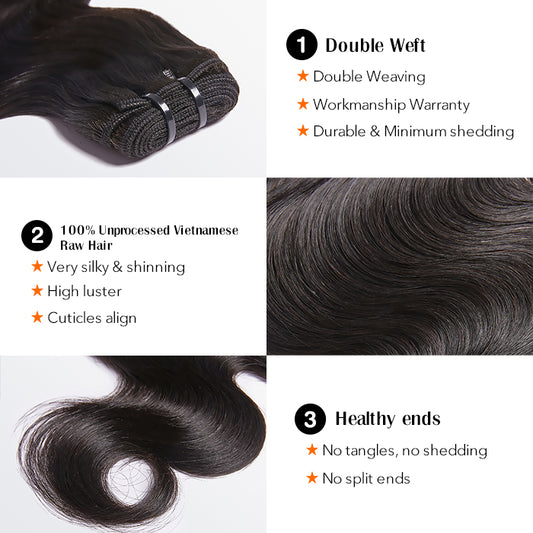 TedHair Raw Vietnam Hair Bundles Body Wave 14-30''