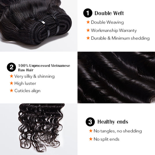 TedHair Raw Vietnam Hair Bundles Deep Wave 14-26''