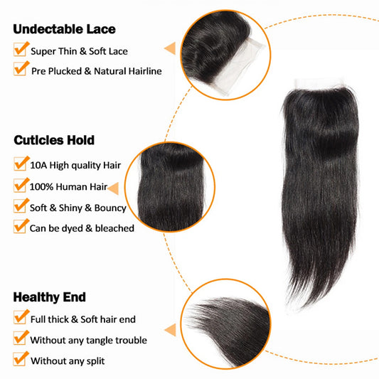 TedHair 4.5x 4.5 Upgrade Free Parted Lace Closure Straight