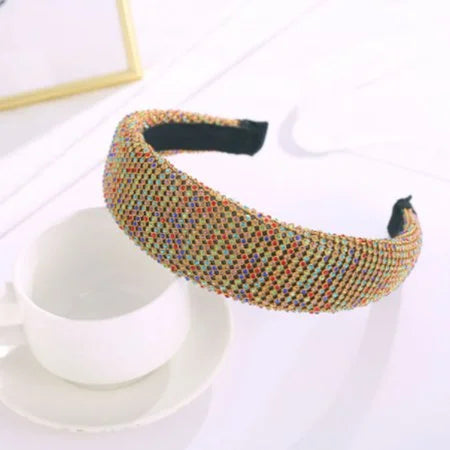Tedhair Wide Velvet Padded Rhinestone Baroque Headband