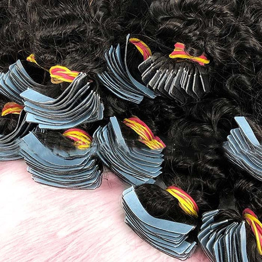 TedHair Afro-textured Kinky Curly Tape In Remy Hair Extensions #1B Natural Black