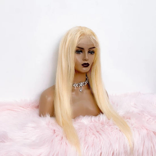 Tedhair 16-24 Inch 4"x4" Upgrade Lace Front #613 Straight Wig 150% Density-100% Human Hair