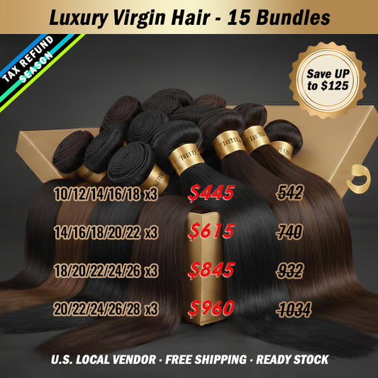 2026 Tax Refund Season Package Deal ｜ 15pcs Luxury Virgin Hair Bundle Deal $445-$960 #1B Natural Black