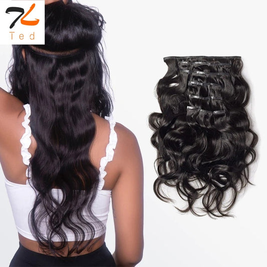 T TED 18-22 Inches Body Wavy Seamless Clip Ins