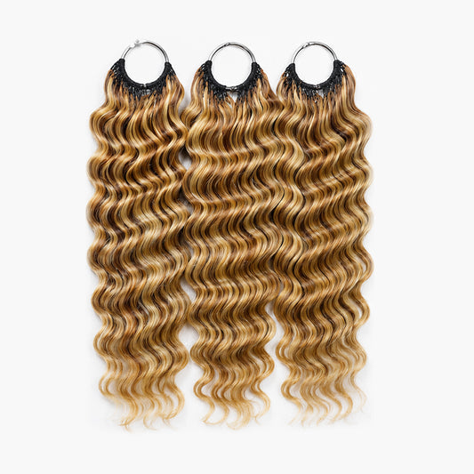 TedHair Miracle Knots Human Feather Crochet Hair Deep Wave with No Spiral Ends - Pre-Separated Knotless Crochet Braids for Seamless Blending #P4/27/613