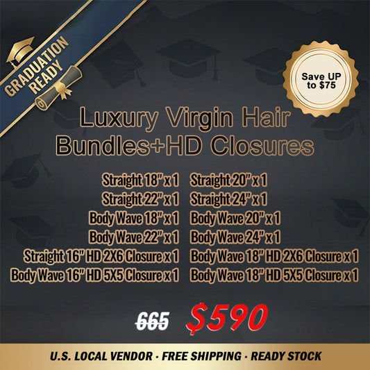 2026 Graduation Season Package Deal ｜12pcs Luxury Virgin Hair  Bundles + HD Closures $590 #1B Natural Black