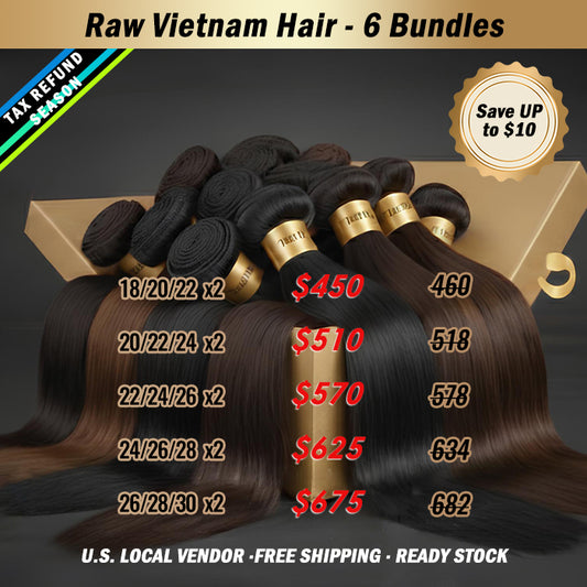 2026 Tax Refund Season Package Deal ｜ 6pcs Raw Vietnam Hair Bundle Deal $450-$675 #1B Natural Black