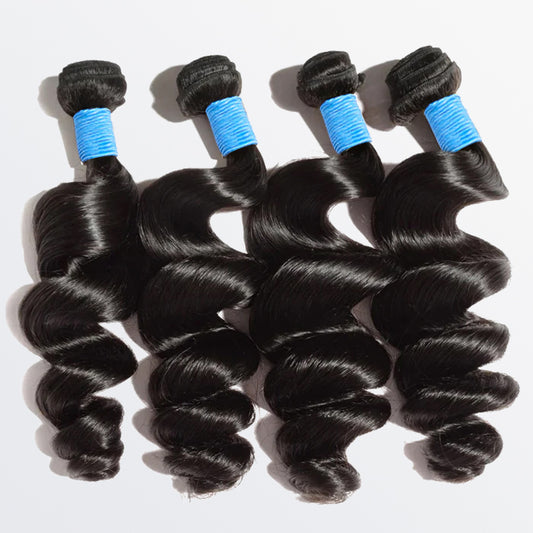 TedHair 10-30 Inch Loose Wavy Virgin Brazilian Hair #1B Natural Black