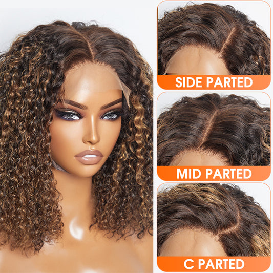 TedHair 150% Density 5x5 Closure Lace Wig Kinky Curly 14 inch