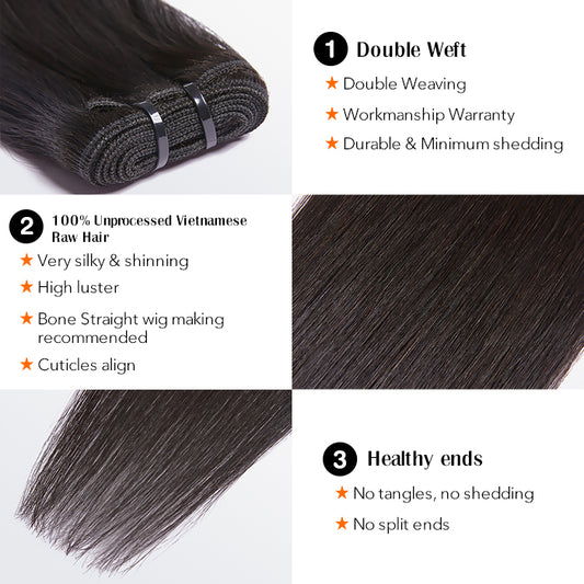 TedHair Raw Vietnam Hair Bundles Straight 14-30''