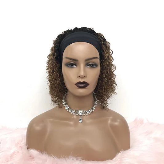 Tedhair 12-20 Inches Grab-N-Go 1B/30# Curly Headband Wigs 200% Density-100% Human Hair