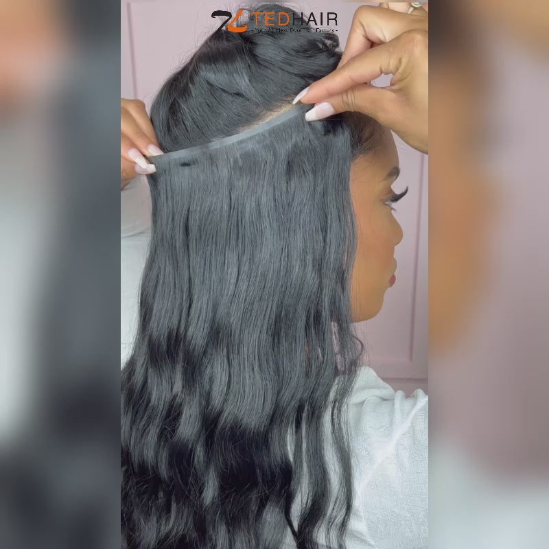 T TED 18-22 Inches Body Wavy Seamless Clip Ins