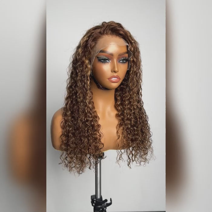 Tedhair 22-24 Inch Pre-Plucked 13"x4" Lace Front Water Wavy Wig Free Part 150% Density-100% Human Hair
